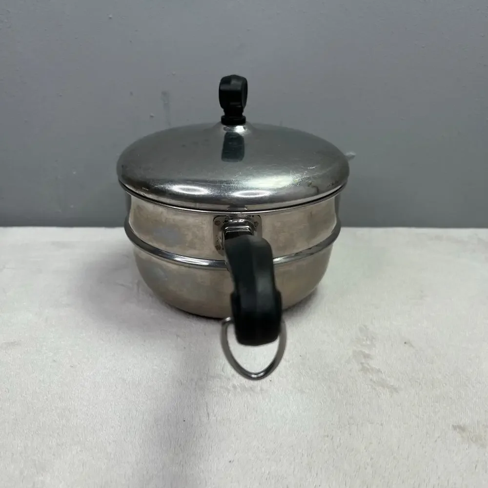 Vintage Farberware Double Boiler Insert Pan with Lid Stainless Steel 2 - 2.5 Qt
